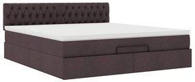 Cama Otomana com colchão&amp;LEDs 180x200cm tecido castanho-escuro