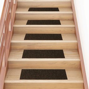 Tapetes de escada adesivos 30 pcs 76x20 cm retangular castanho