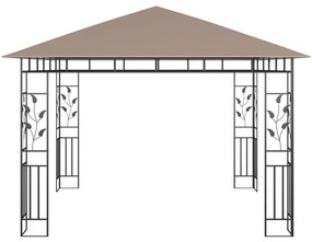 Gazebo c/ rede mosquiteira 3x3x2,73m 180 g/m² cinza-acastanhado
