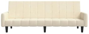 Sofá-cama de 2 lugares veludo cor creme