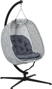 Outsunny Cadeira Suspensa em Forma de Ovo para Exterior, Balanço Suspenso com Estrutura, Almofadada Indoor Outdoor | Aosom Portugal