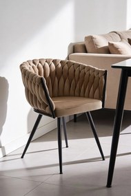 Cadeira Widny Black Veludo - Champanhe