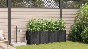 Jardineiras vidaXL com sistema de irrigação 4 pcs Preto