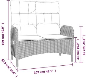 4 pcs conjunto de jantar p/ jardim c/ almofadões vime PE cinza