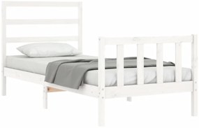 Cama sem colchão 90x190 cm madeira de pinho maciça branco