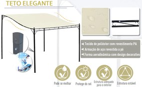 Toldo de Parede Curvo para Jardim, Pátio ou Varanda Pavilhão Tenda – Cor Creme - Aço e Poliéster – 3 x 3 x 2,5 cm