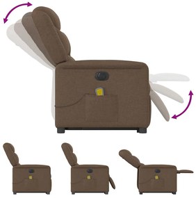 Poltrona elétrica elevatória massagens tecido castanho
