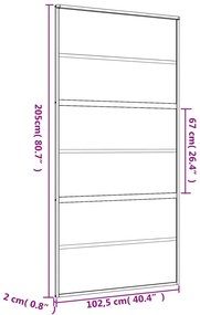 Porta deslizante 102,5x205 cm vidro ESG fosco/alumínio dourado