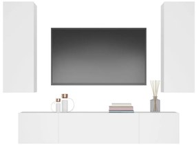 Conjunto móveis de TV 4 pcs madeira processada branco
