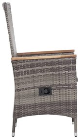 3 pcs conjunto lounge de jardim c/ almofadões vime PE cinzento