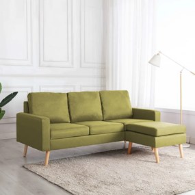 Sofá de 3 lugares com apoio de pés tecido verde