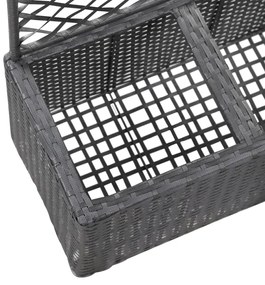 Floreira com treliça e 2 vasos 58x30x107 cm vime PE preto