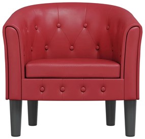 Poltrona couro artificial vermelho-tinto