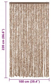 Cortina anti-insetos 100x220 cm chenille bege e castanho-escuro