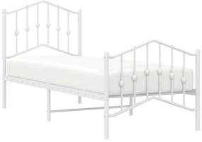 Estrutura de cama com cabeceira e pés 75x190 cm metal branco