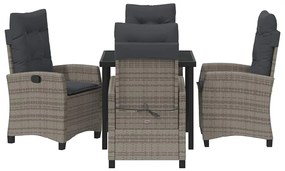 Conjunto de Jantar de Jardim 5 Peças com Almofadas - Rattan Poly Cinza