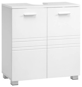 Armário de casa de banho com duas portas e prateleira ajustável. | VASAGLE | 60 x 30 x 63 cm | branco | BBK110W01.