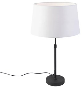 Candeeiro de mesa preto com abajur de linho branco 35 cm ajustável - Parte Moderno