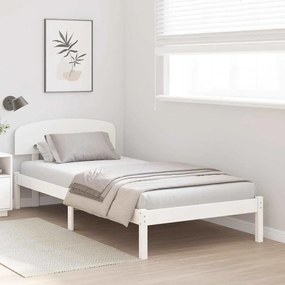 Estrado de Cama com Cabeceira Branca 90x190 cm Madeira Maciça de Pinho