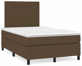 Cama box spring c/ colchão/LED 120x190cm tecido castanho-escuro