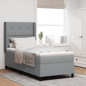 Cama Box com Colchão vidaXL Cinza Claro 90x190 cm em Tecido