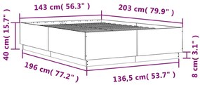 Estrutura de cama 140x200 cm derivados de madeira cinza cimento