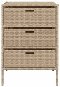 Armário de arrumação para jardim 55x59x80 cm vime PE bege