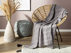 Manta decorativa em algodão cinzento claro 110 x 180 cm ANAMUR Beliani