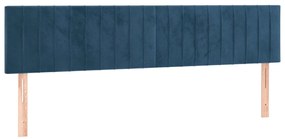 Cabeceira de cama c/ luzes LED veludo 180x5x78/88cm azul-escuro