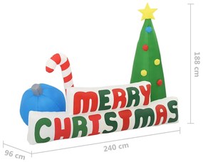 Árvore insuflável Merry Christmas c/ decorações LED 240x188 cm