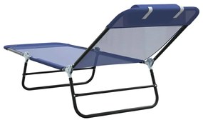 Espreguiçadeiras Dobráveis 2 pcs com Apoio de Cabeça Azul Textilene