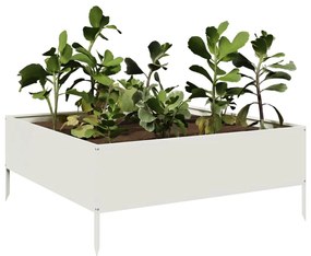 Canteiro elevado de jardim 100x100x25 cm aço branco