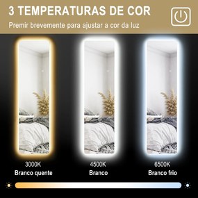 Espelho Pretty - De Pé/Parede com Luz LED - 40x150 cm - Com Iluminação