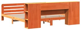 Cama sem colchão 200x200 cm pinho maciço castanho-mel