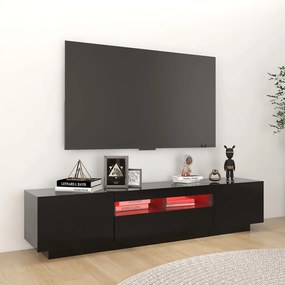 Móvel de TV com luzes LED 180x35x40 cm preto