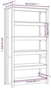 Estante 80x35x154 cm madeira de pinho maciça branco