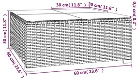 3 pcs conjunto lounge jardim c/ almofadões vime PE castanho