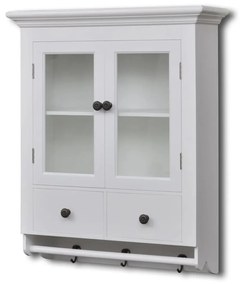 241374 vidaXL Armário de parede para cozinha com porta de vidro branco
