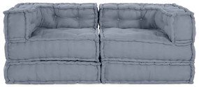 Puffs Modulares - Conjunto de 2 em Tecido Cinza
