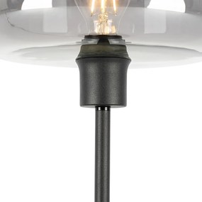 Candeeiro de mesa Art Deco preto com vidro fumê - Bizle Art Deco