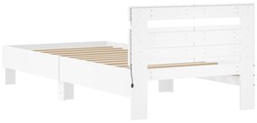 Estrutura de cama com cabeceira e luzes LED 100x200 cm branco