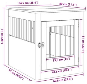 Móveis para caixas para cães madeira velha 64,5x80x71 cm
