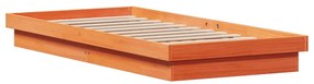 Estrutura de cama com LED 75x190 cm pinho maciço castanho-mel