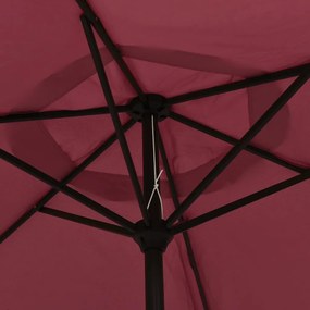 Guarda-sol de jardim com poste de metal 300 cm bordô