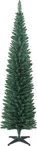 HOMCOM Árvore de Natal Slim 210 cm Árvore de Natal Artificial com 401 Ramos Suporte Metálico Decoração para Interior Verde | Aosom Portugal