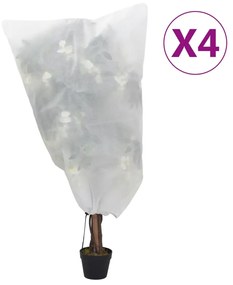 vidaXL Coberturas para plantas com cordão 4 pcs 70 g/m² 0,8x0,8 m