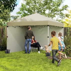 Tenda de jardim pop-up 297C x 297L x 288A cm, dobrável, com altura ajustável, proteção UV 30+, 2 paredes laterais e saco de transporte incluído bege