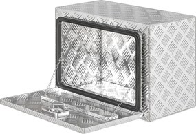 Caixa de ferramentas para camião em alumínio, 60,9 x 35,5 x 40,6 cm, compartimento de arrumação de 76 L com fechadura e chaves, prateada