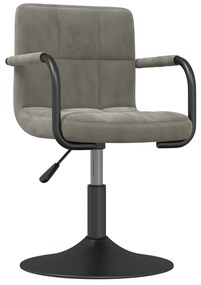 Cadeiras de jantar giratórias 2 pcs veludo cinzento-claro