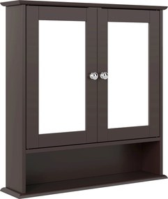 kleankin Armário de Casa de Banho com Espelho 2 Portas Prateleira Aberta Móvel de Casa de Banho Suspenso 56x13x58cm Castanho Escuro | Aosom Portugal
